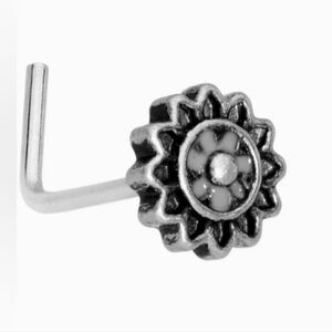 ⭐NWT Goth Punk Silver 20g Engraved Sun Nose Ring